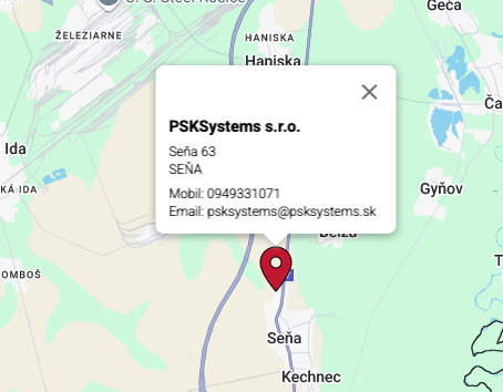 Mapa oblasti servis kotlov Košice a Košice-okolie – PSKSystems