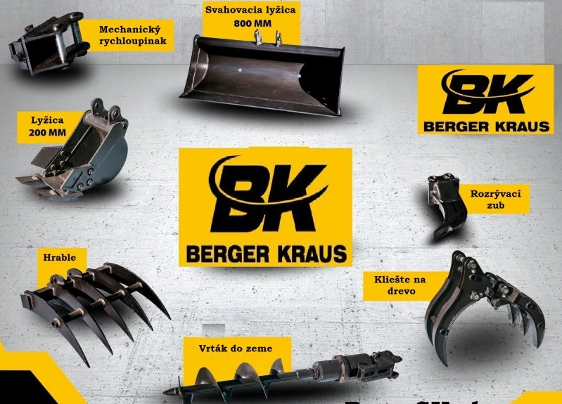 Nadstavce minibagra Berger Kraus – výkopové práce Košice a Košice-okolie